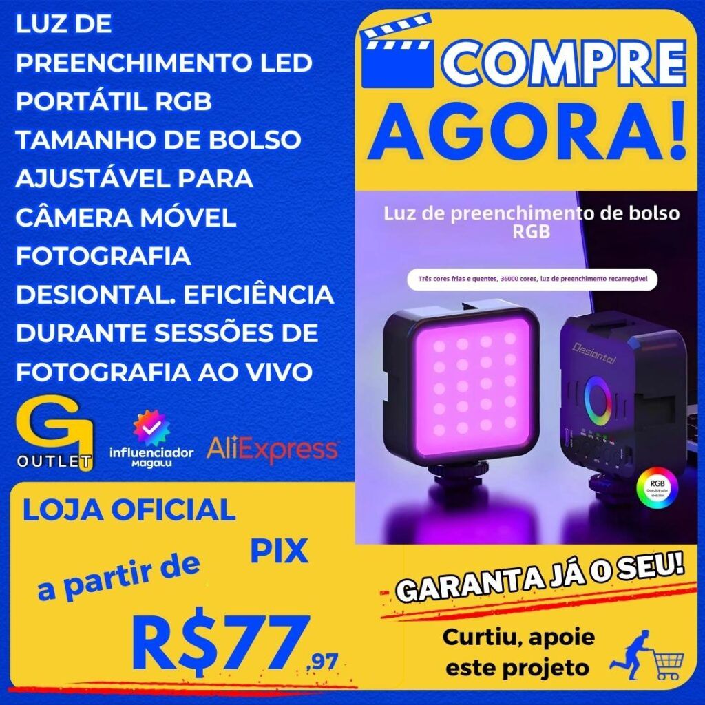 luz de preenchimentos led portátil rgb bolso