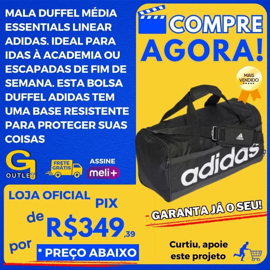 mala duffel média essentials linear adidas