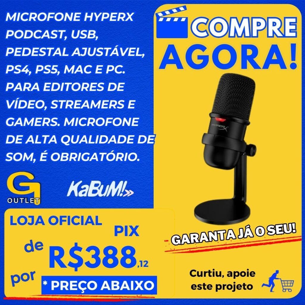 microfone hyperx podcast usb ps4 ps5 pc mac