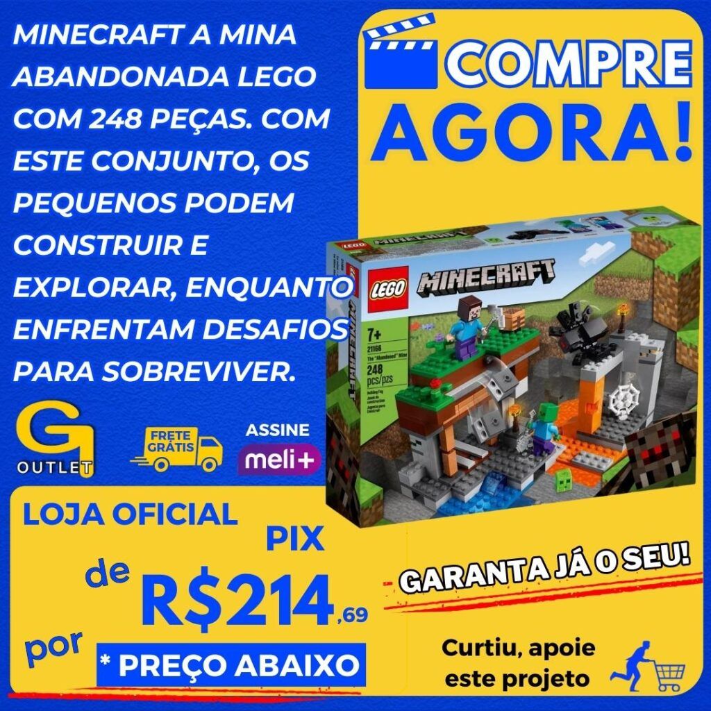 minecraft a mina abandonada lego com 248 pecas