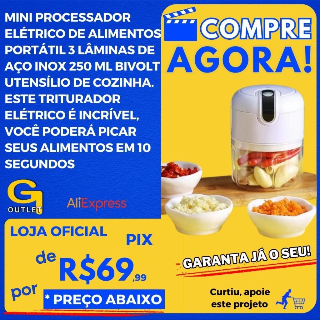 mini processador eletrico de alimentos aço inox 250ml