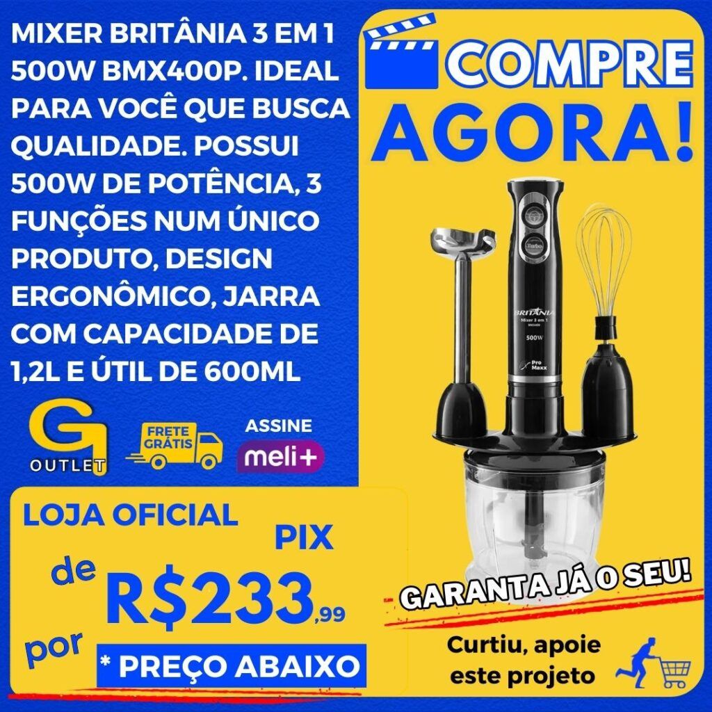 mixer britânia 3 em 1 500w