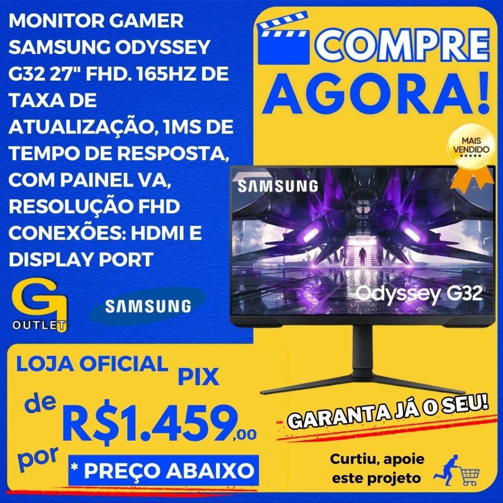 monitor gamer samsung g32 27 fhd taxa 1ms de tempo de resposta