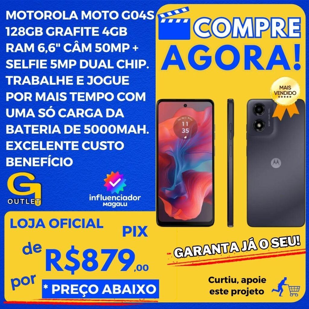 motorola moto g04s 128gb 4gb trabalhe e jogue por mais tempo com uma super bateria