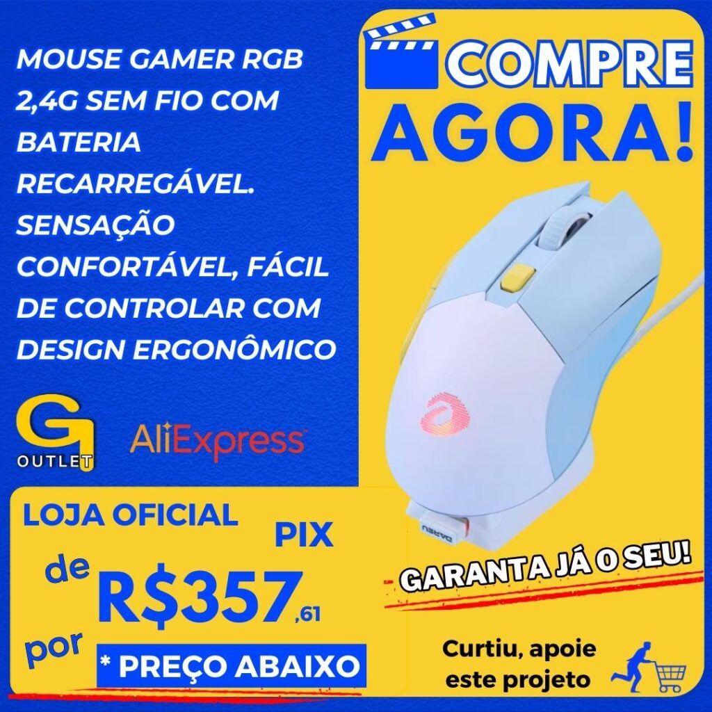 mouse gamer rgb 2,4g sem fio