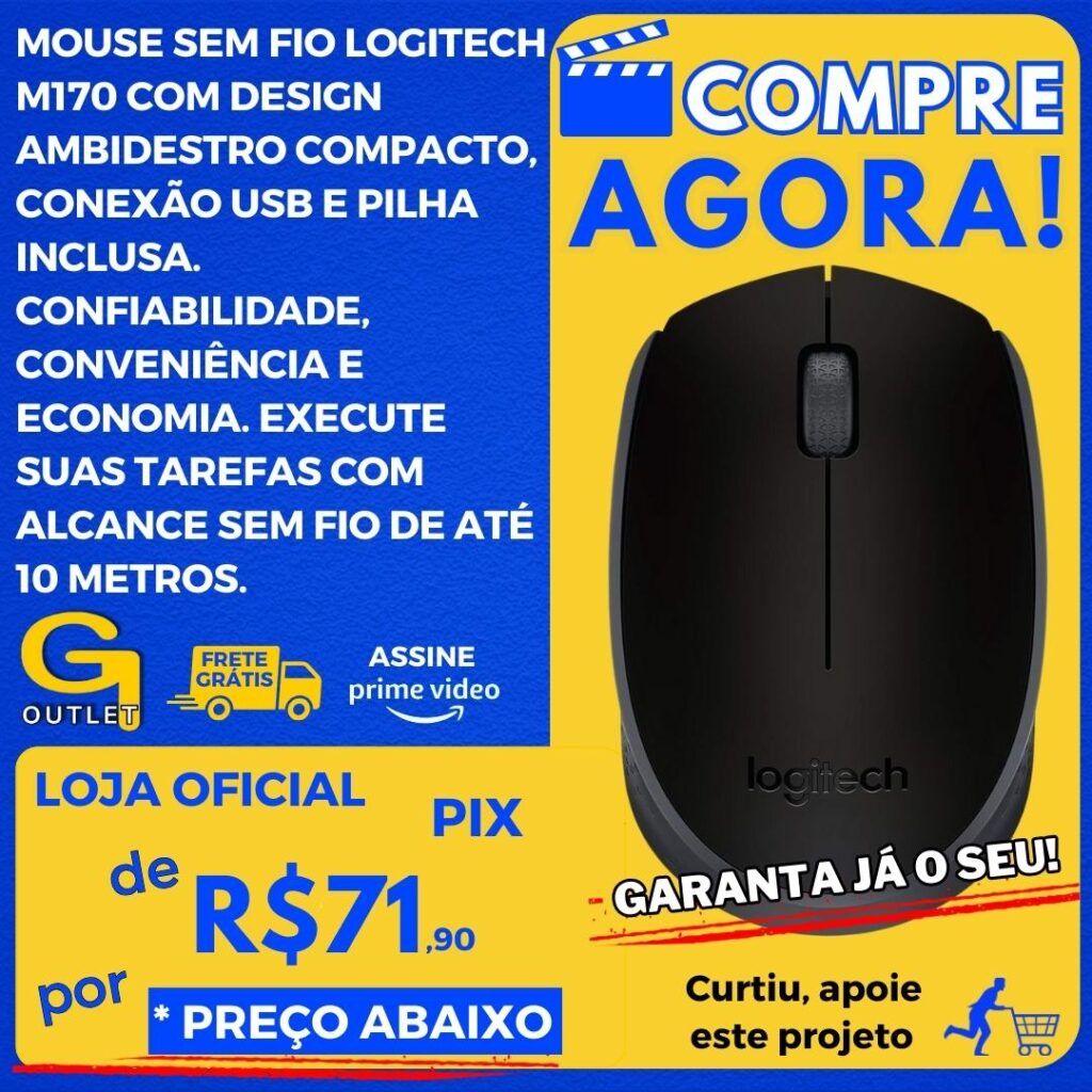 mouse sem fio logitech com design compacto usb