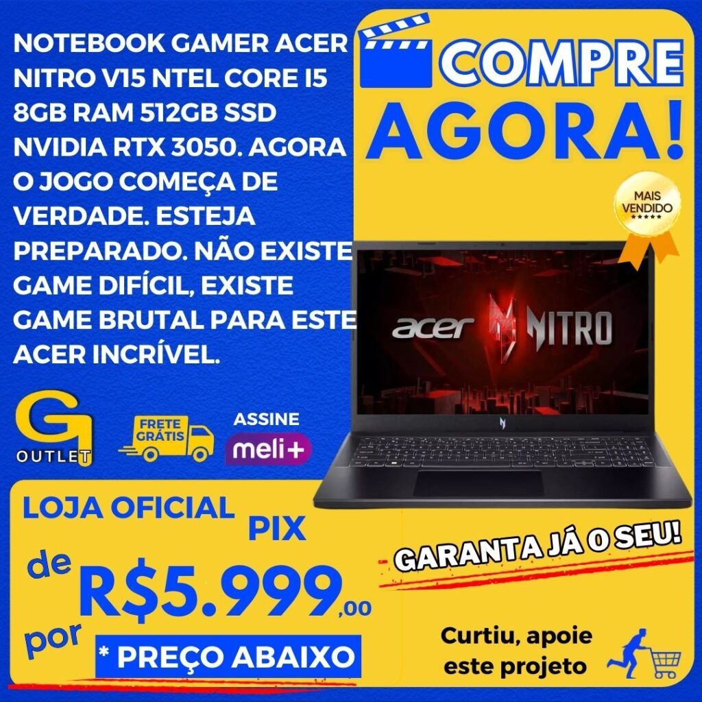 notebook gamer acer nitro v15 intel core i5 8gb ram 512gb ssd