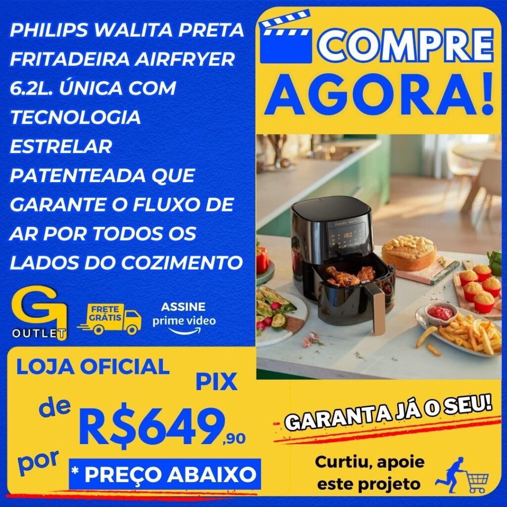 philps wallita fritadeira elétrica airfryer 6,2 litros