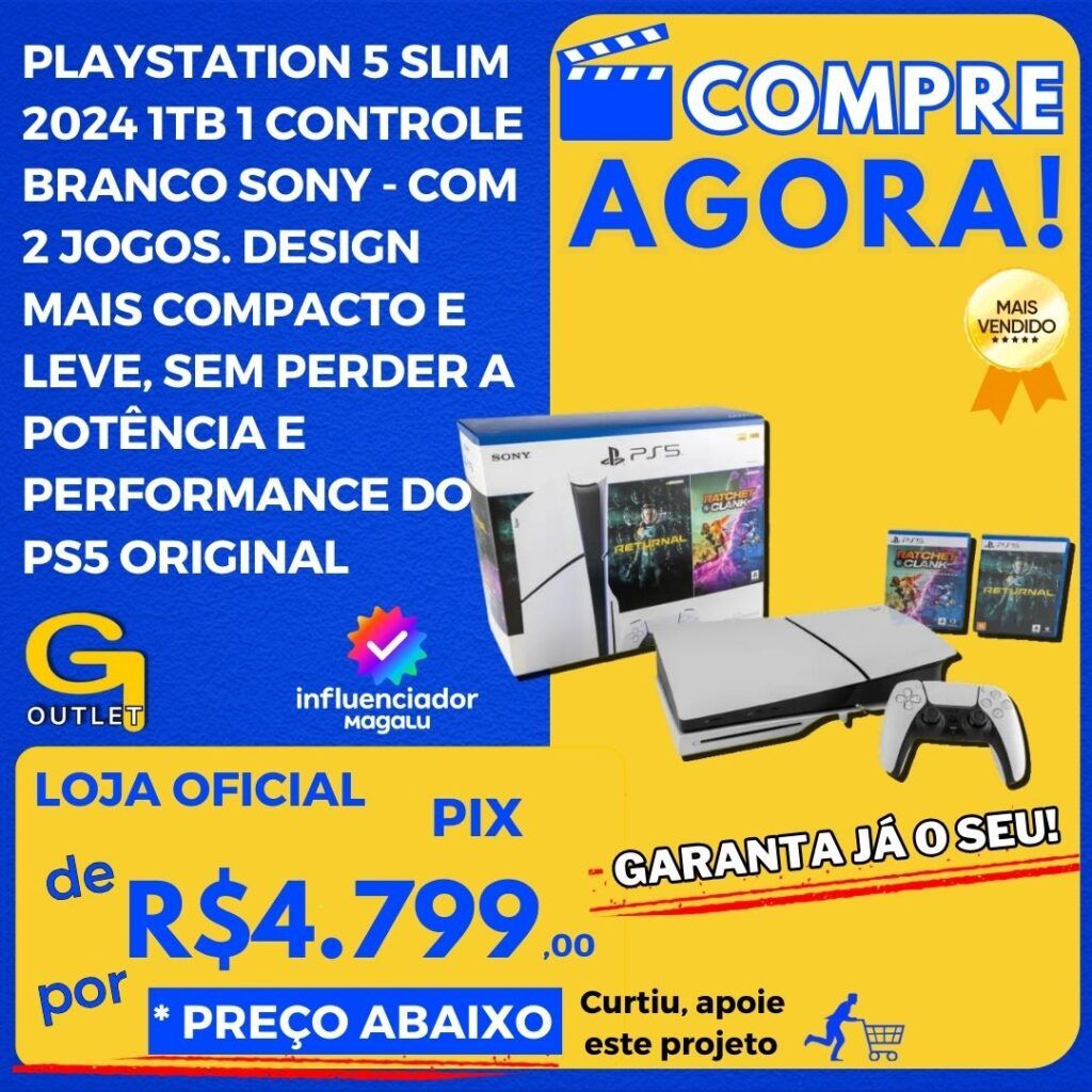 playstation ps5 slim 2024 1tb e controle com dois jogos sony