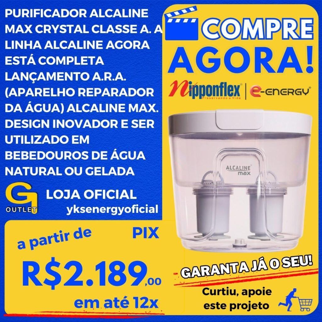 purificador de água alcaline max crystal nipponflex