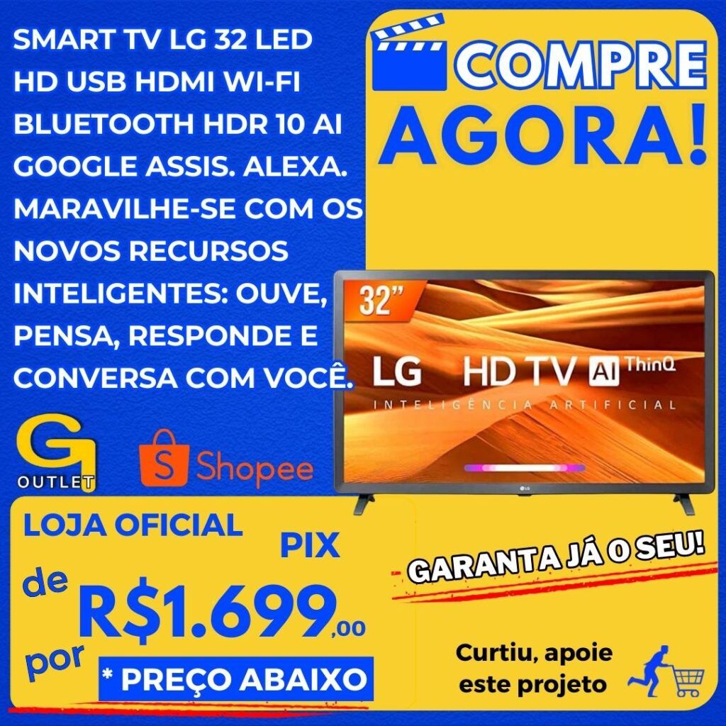 smart tv lg 32 led hd usb hdmi wifi bluetooth com inteligência artificial