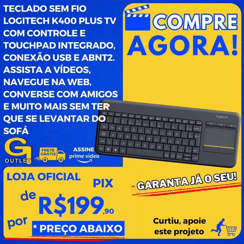 teclado sem fio logitech k400 plus tv