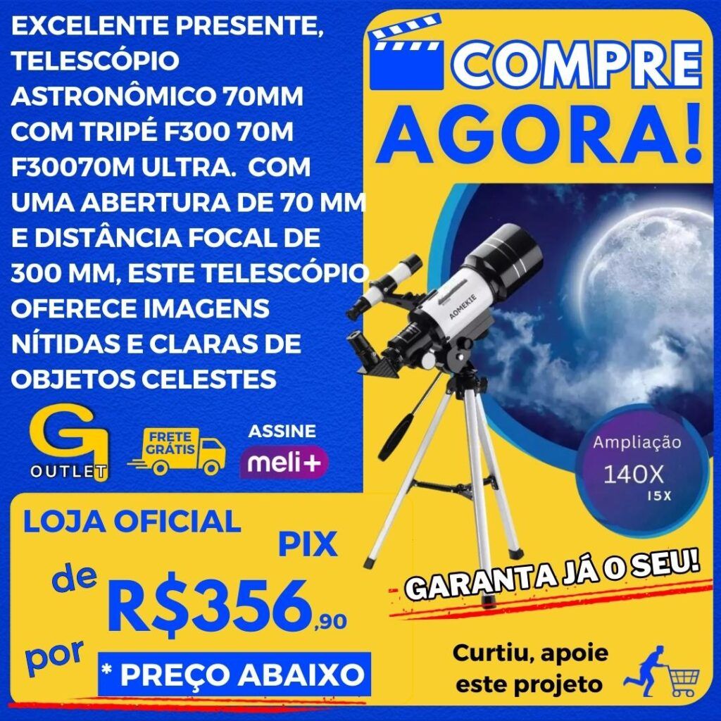 telescópio astronômico 70mm com tripe