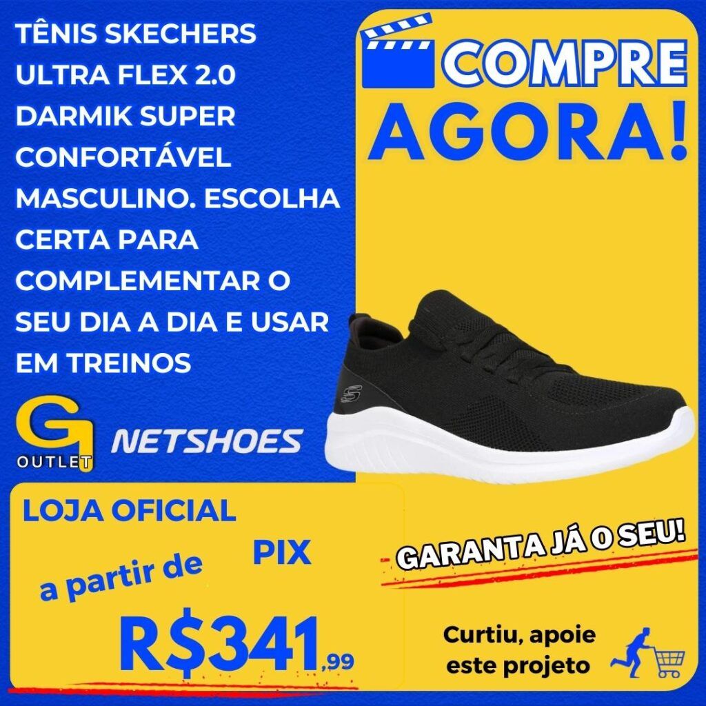 tênis skechers ultra flex damik super confortável masculino