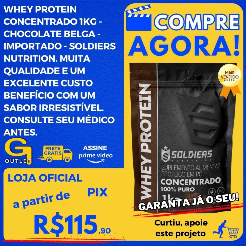 Whey Protein Concentrado 1Kg - Chocolate Belga - Importado - Soldiers Nutrition