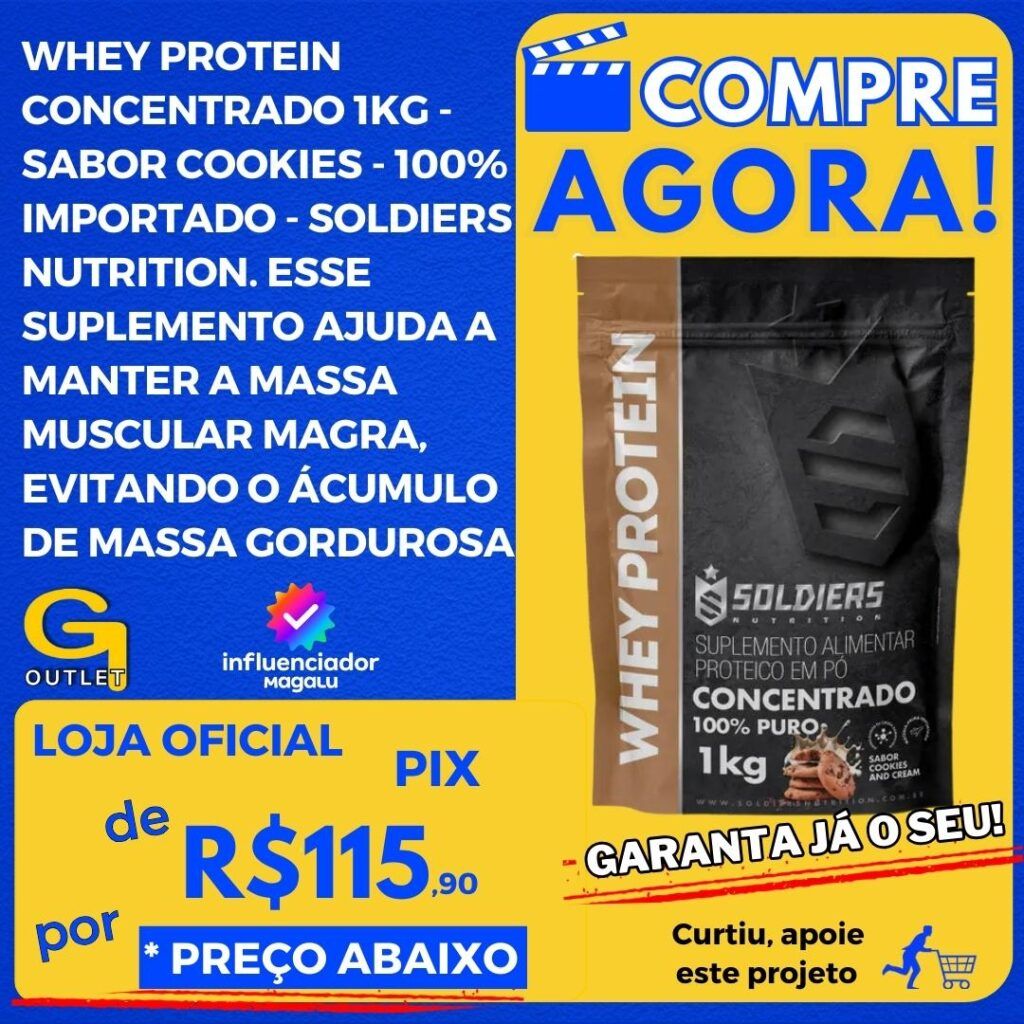 whey protein concentrado 1kg sabor cookies 100% importado soldiers nutrition