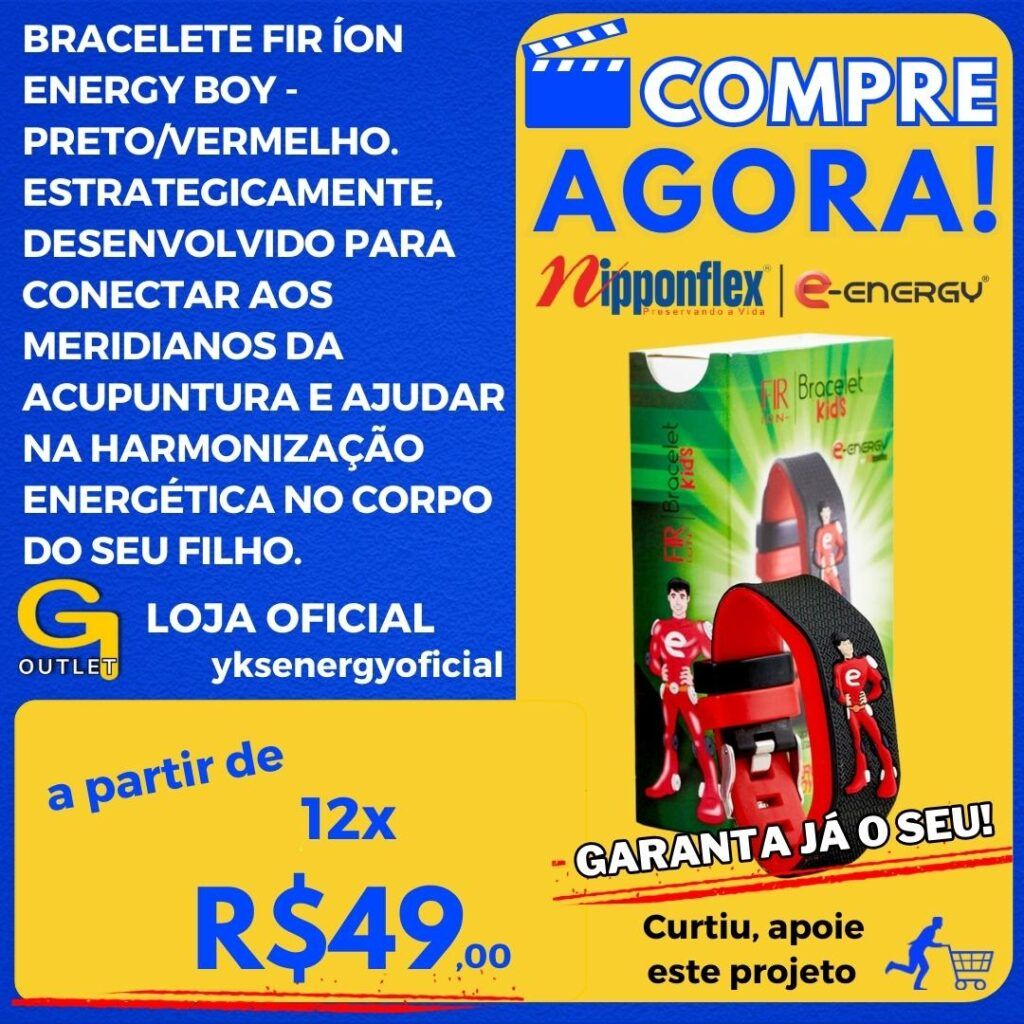 Bracelete FIR Íon Energy Boy - Preto Vermelho Ninppoflex