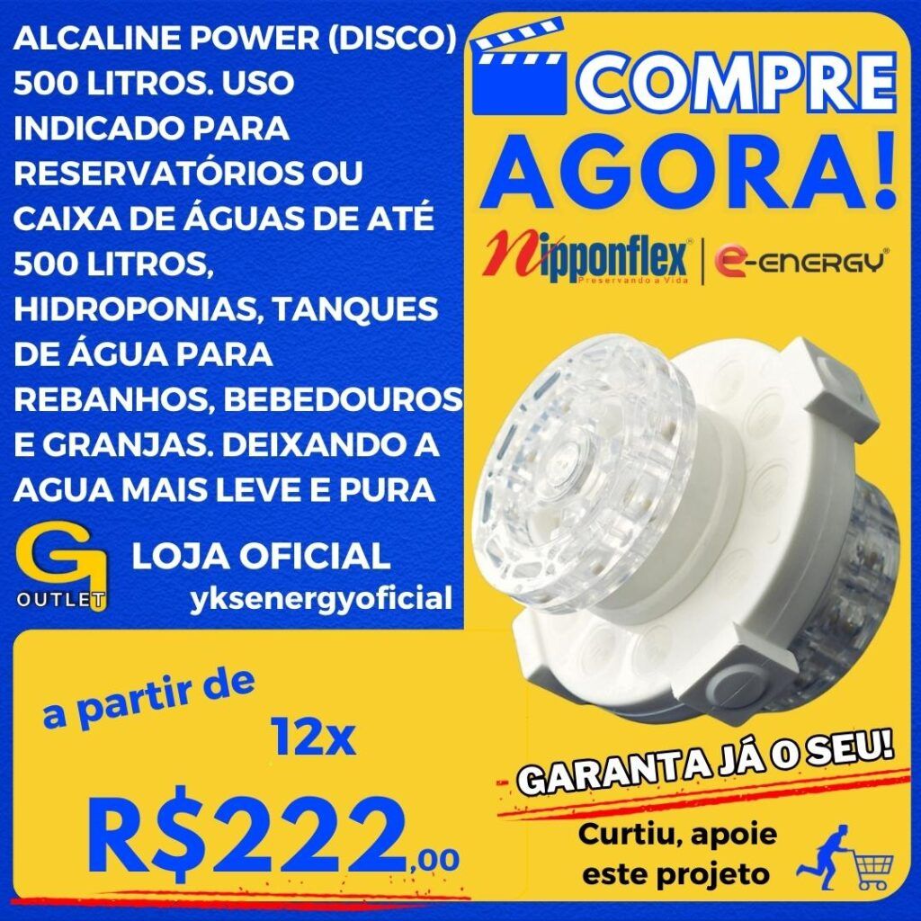 alcaline power disco 500 litos de água para caixa de água, rebanhos e bebedouros