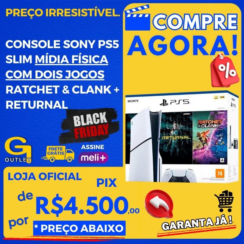 console playstation sony ps5 slin midia física com dois jogos