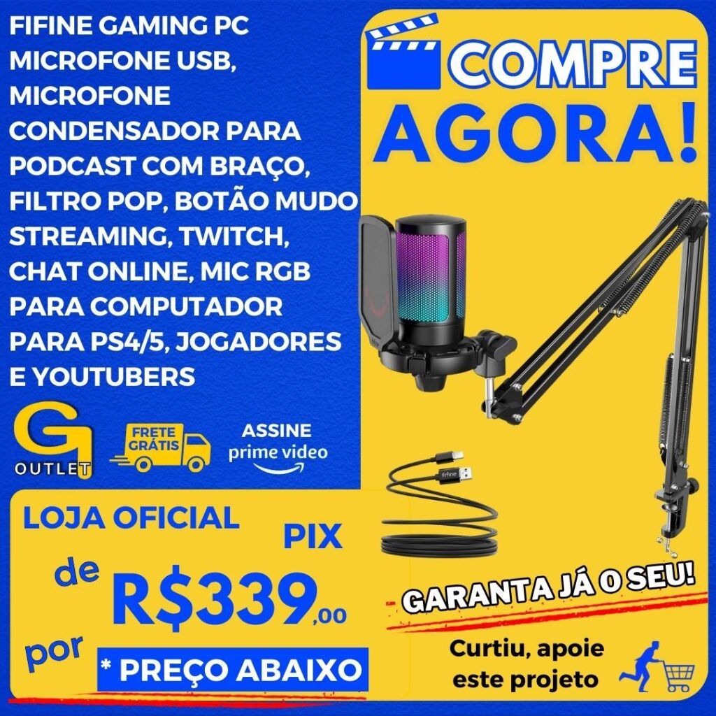 microfone fifine gaming pc usb condensador