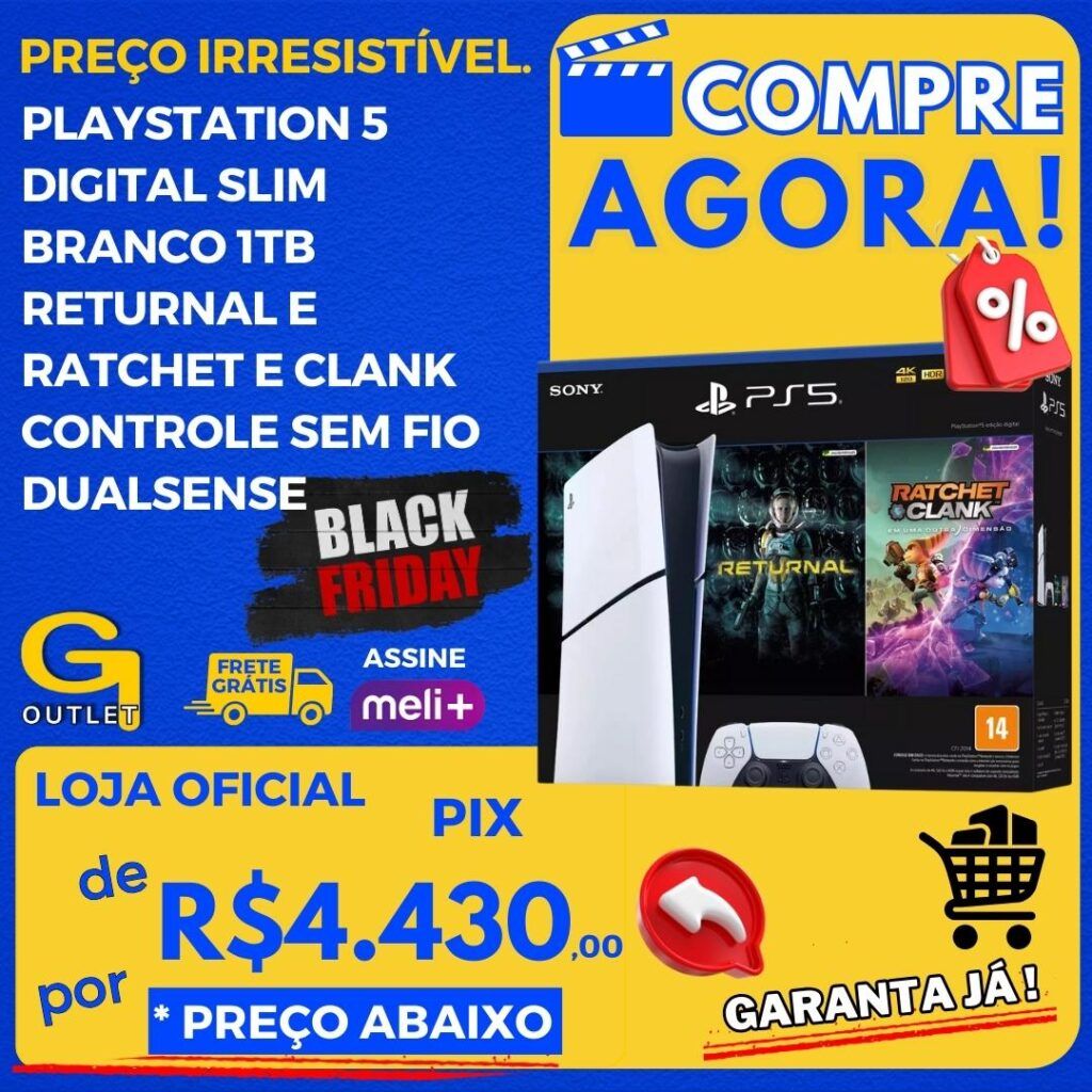 playstation 5 digital slim 1tb com dois jogos