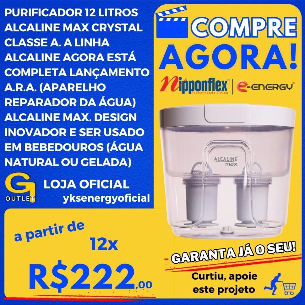 purificador de água alcaline max crystal nipponflex